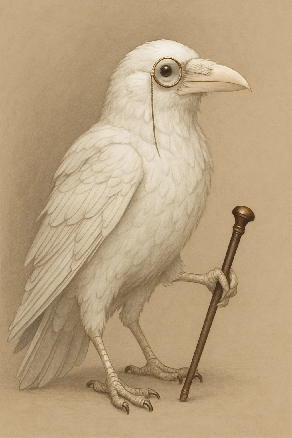 a white crow with a monocle and a cane emoji