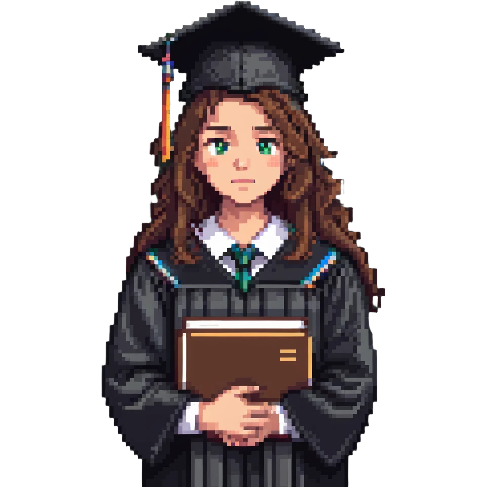 disappointed student holding a failed exam, wearing a graduation cap emoji