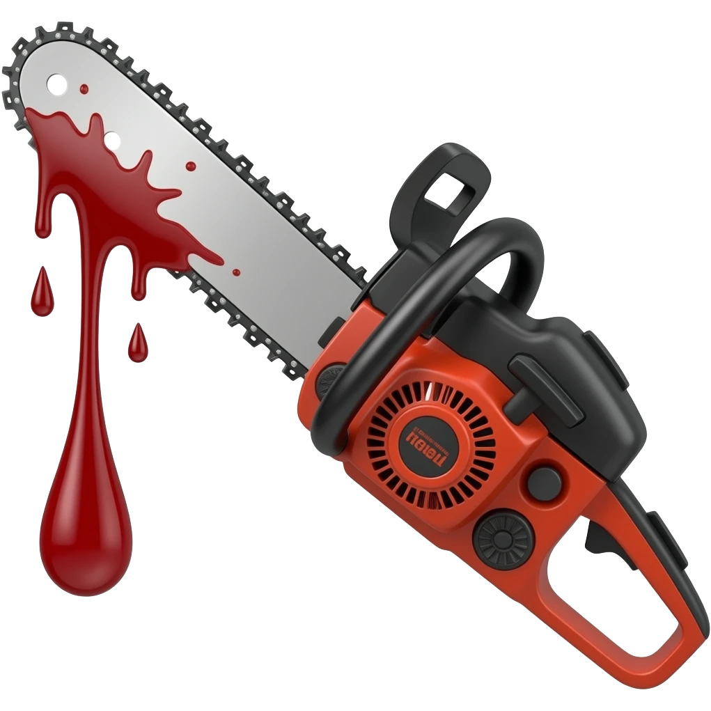 dark red chainsaw with blood dripping from it emoji