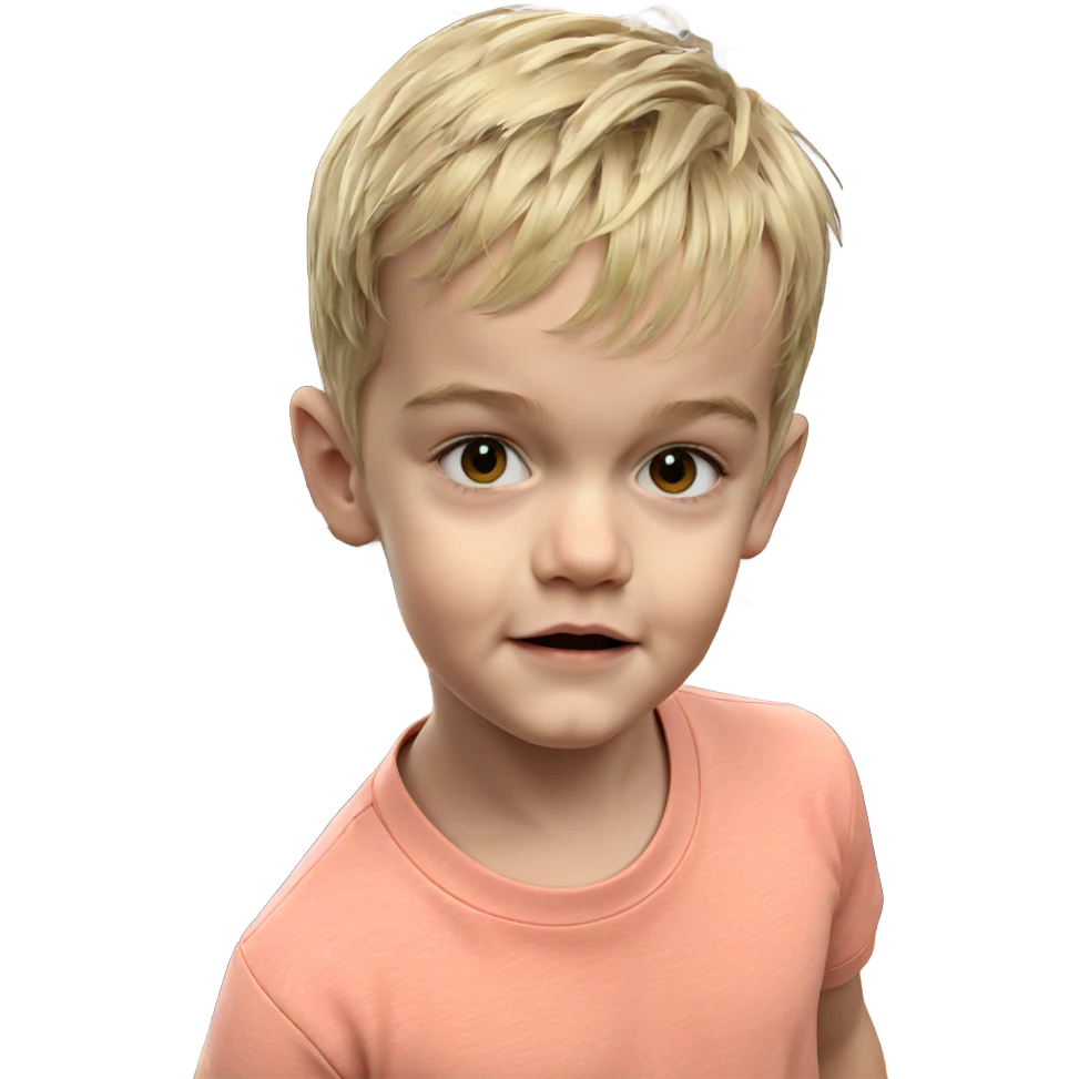 blonde boy indoors looking at viewer emoji