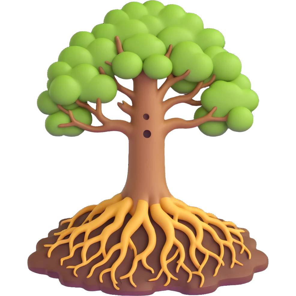 tree with roots emoji