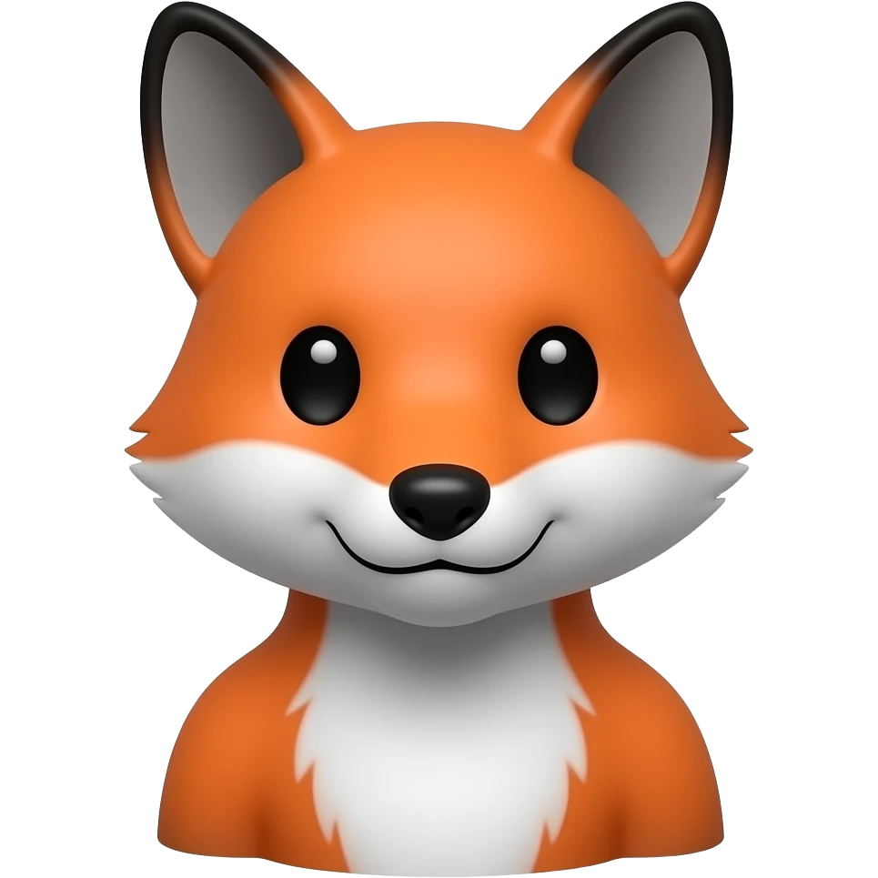 Red-orange with black markings fox head and shoudlers emoji
