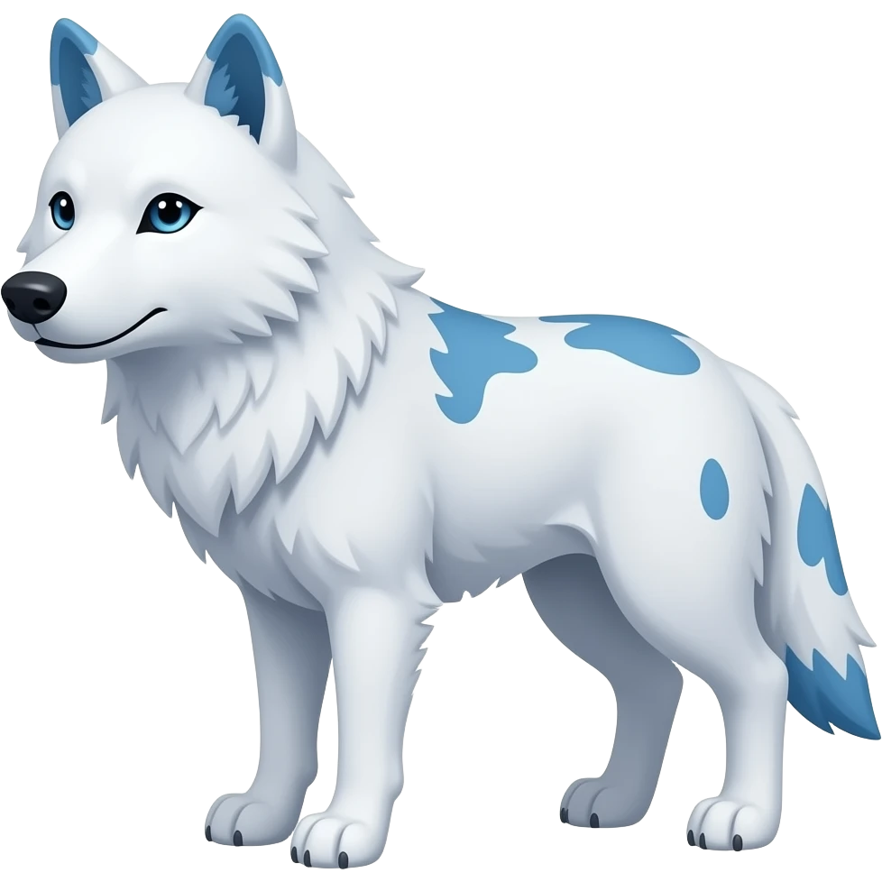 emoji estilo ios de lobo con pelaje blanco y azul en algunas zonas emoji