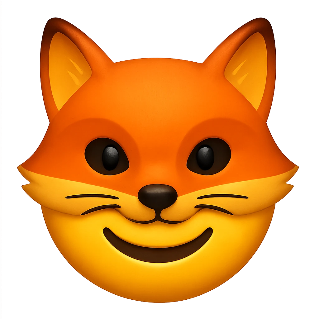 yellow face with orange fox mask, digital illustration, emoji style emoji