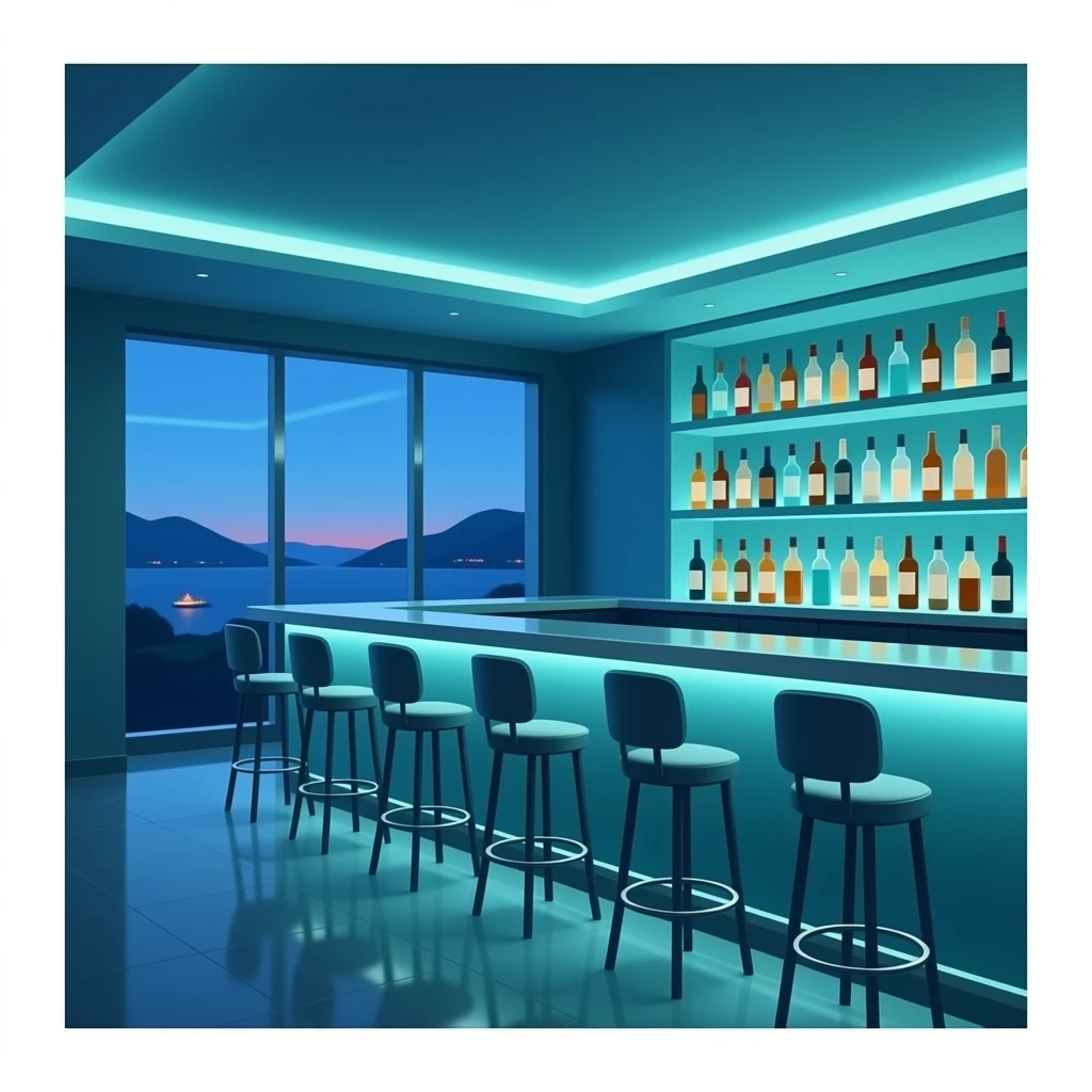 3D emoji style, glossy surface, soft shadows, white background, centered, no text, brightly lit upscale  bar , relaxed vibe, blue and teal tones, no structures emoji
