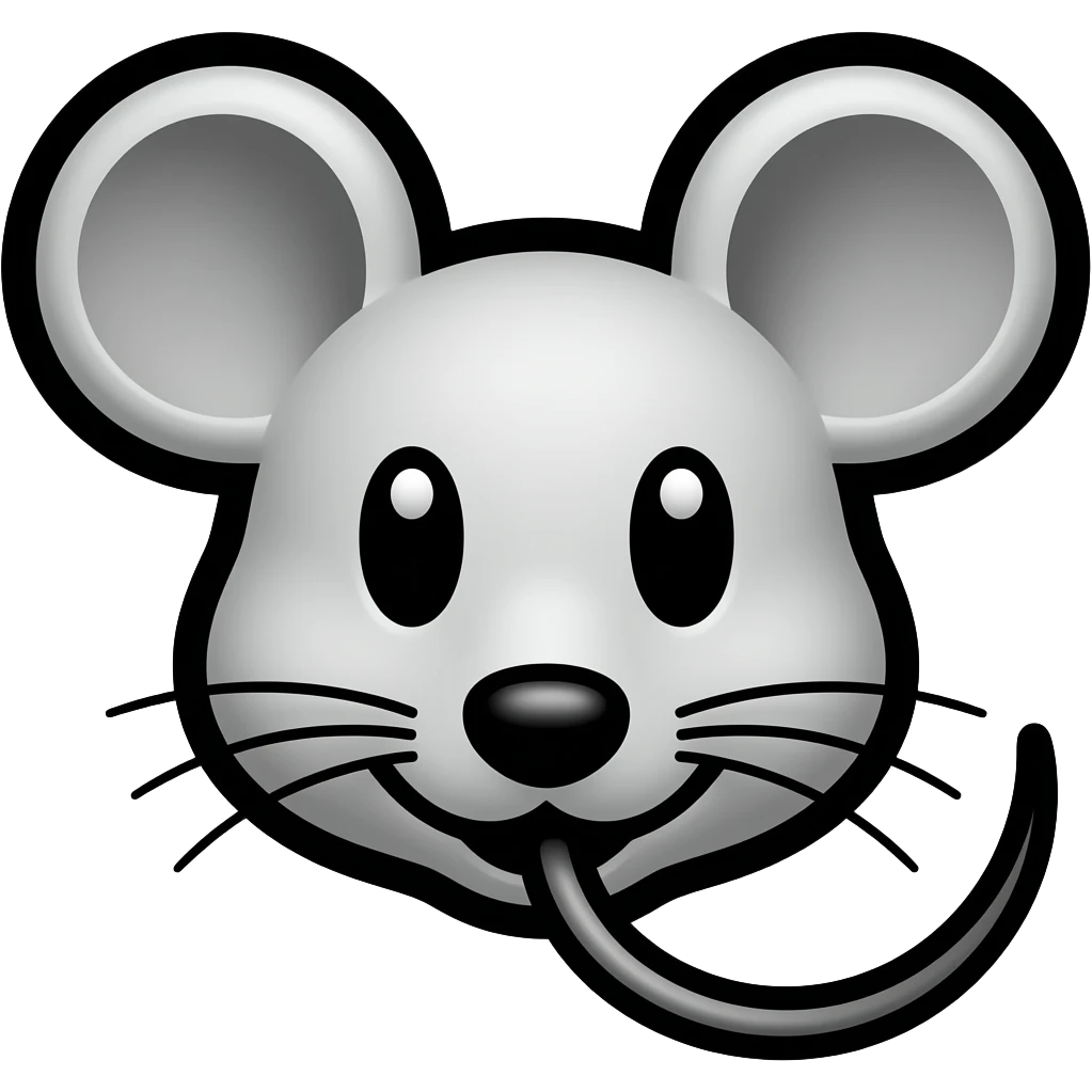 thick black outline, mouse emoji, thick black outline, simple cartoon emoji