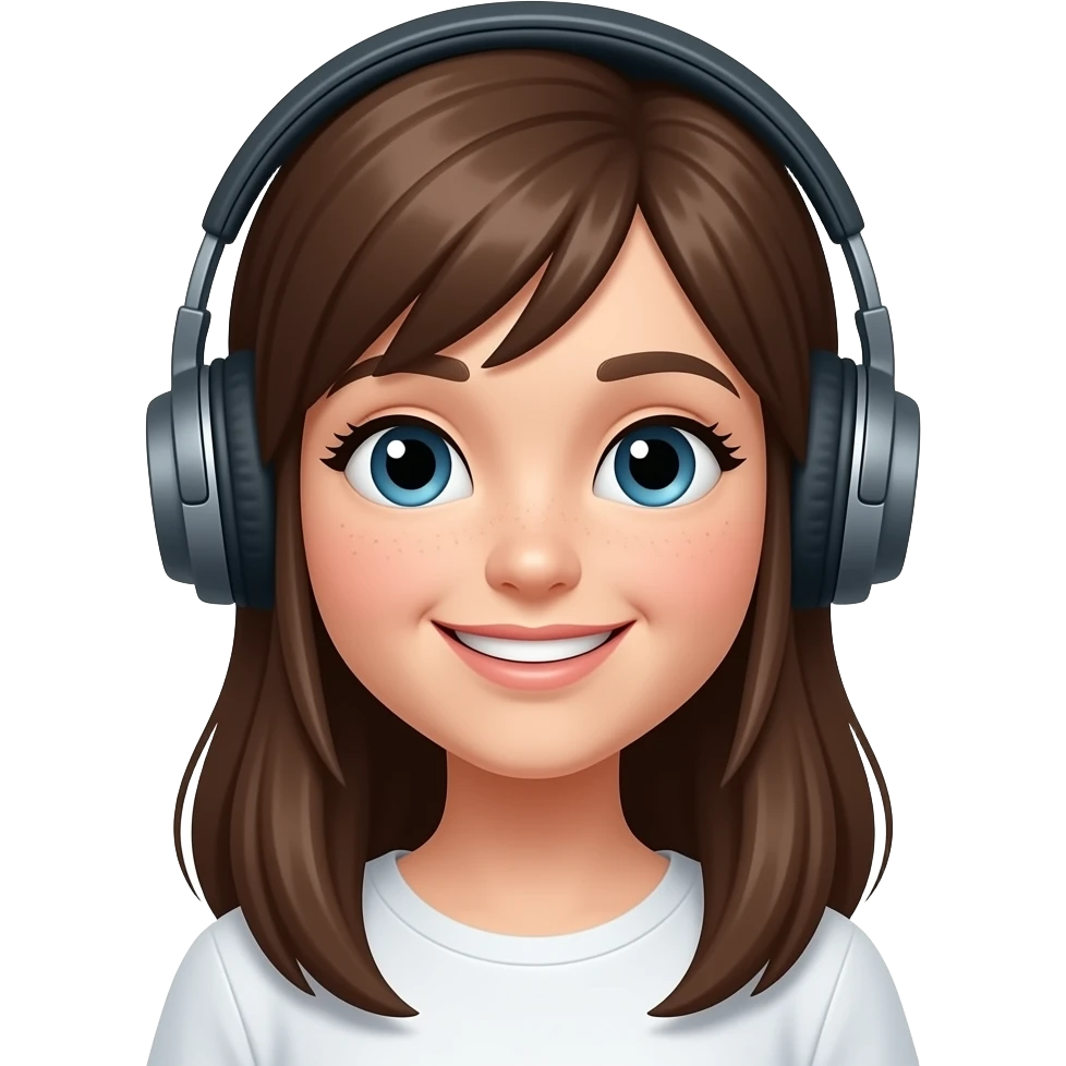 girl with headphones, unsmile emoji