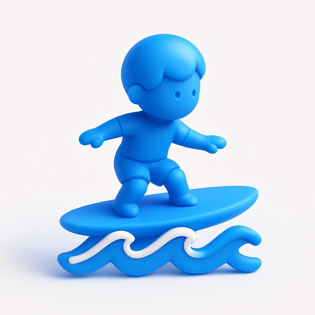Surf avce un petit enfants  emoji