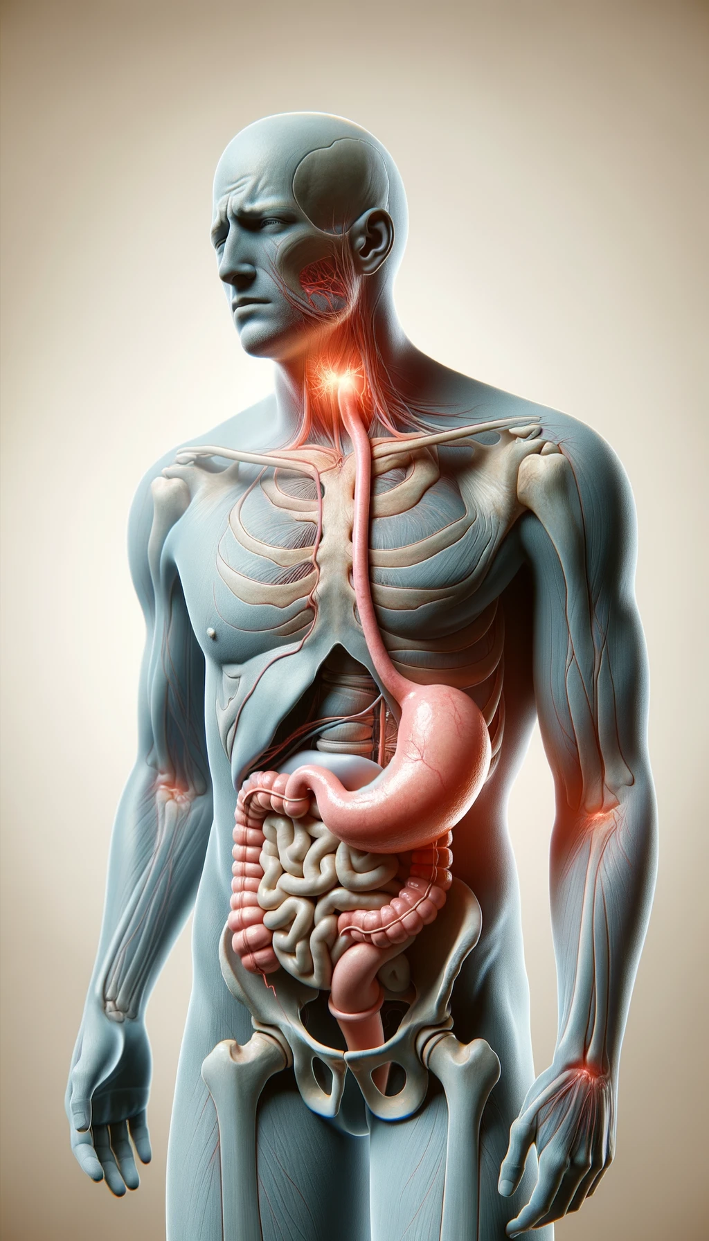 cistifellea umana anatomica realistica e intestino sono collegati nel dolore, sfondo chiaro emoji
