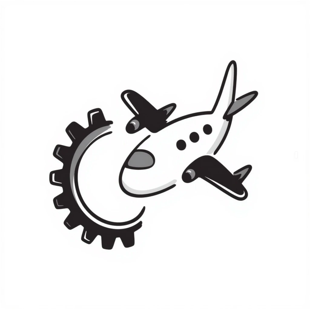 a gear, plane emoji