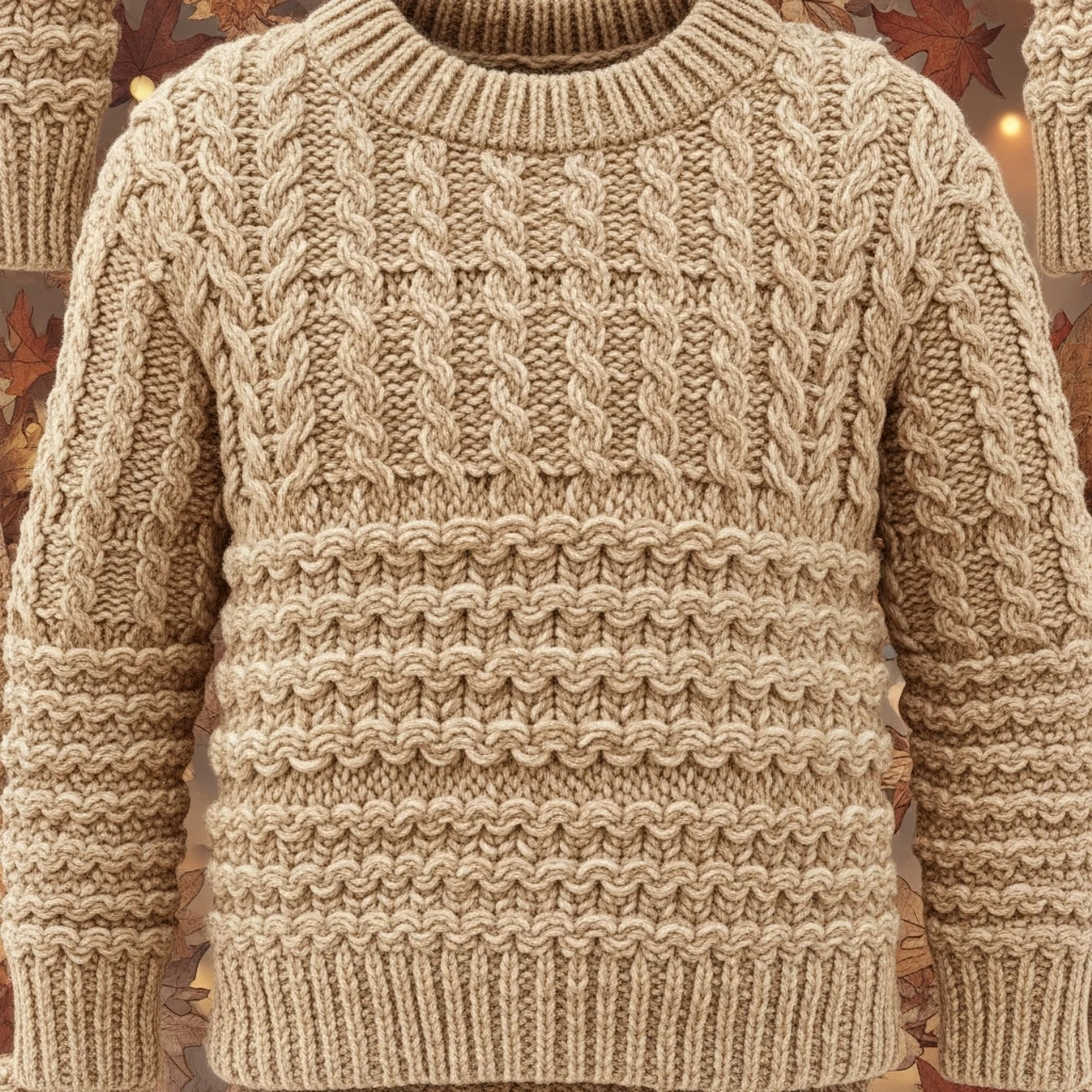 knitted sweater texture, seamless pattern, warm beige and cream tones, cozy autumn background, soft fabric style emoji