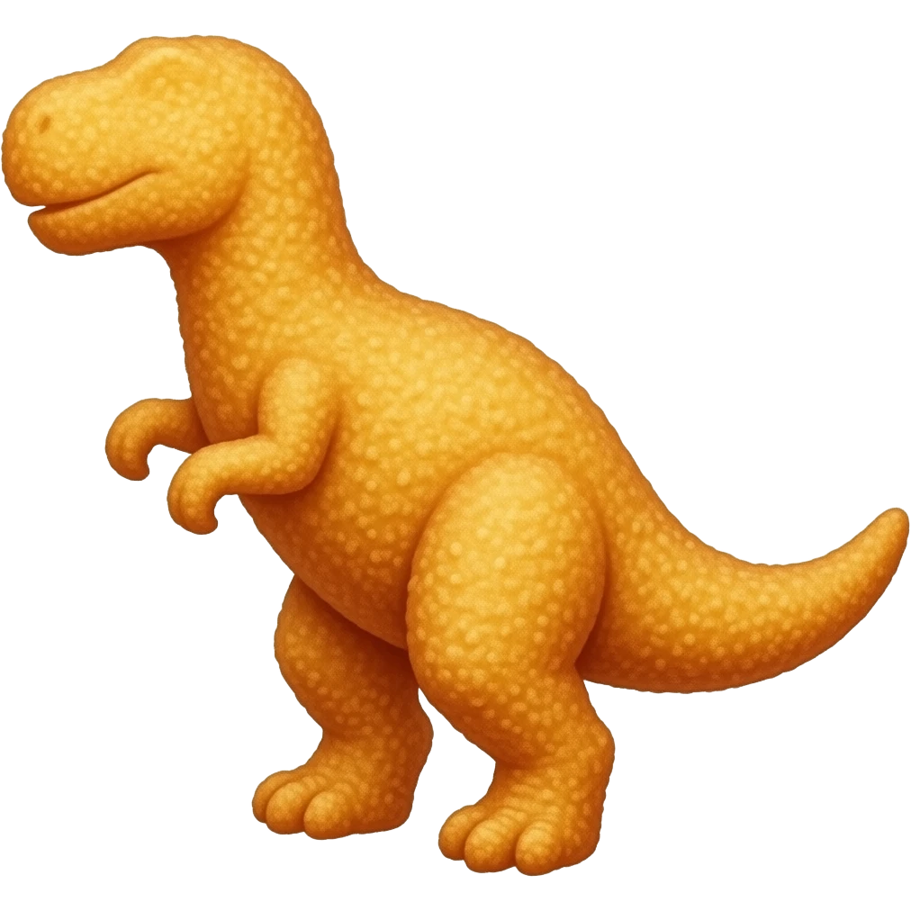 chicken nugget in the shape of the outline of a dinosaur emoji