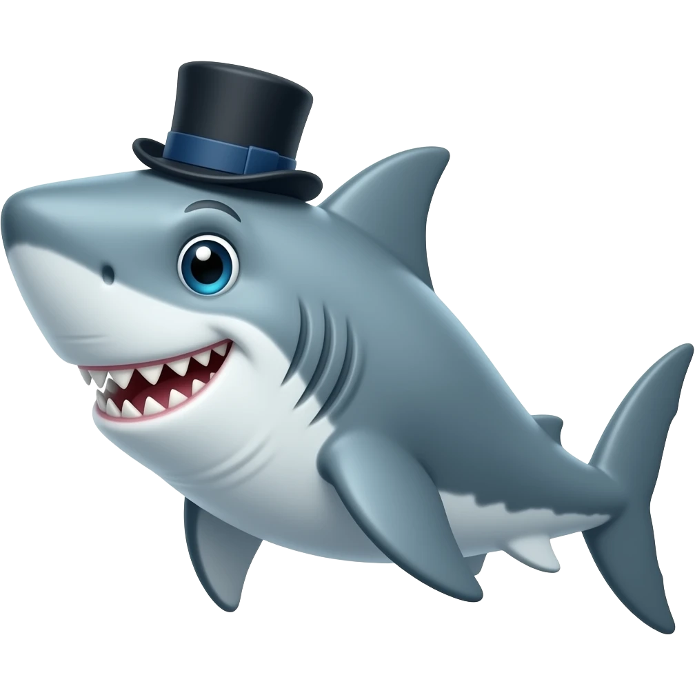 Shark with a top hat emoji
