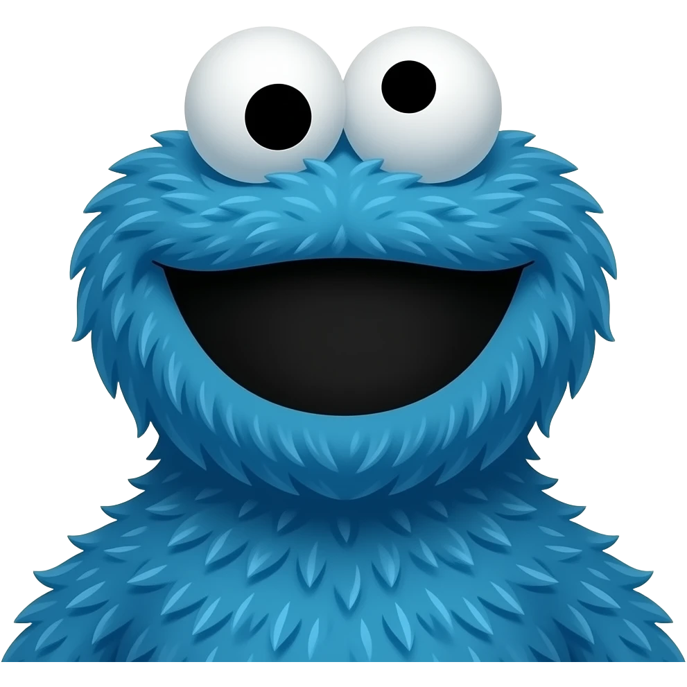 Thug-Life  version of Cookie Monster: Blue, fuzzy  female emoji