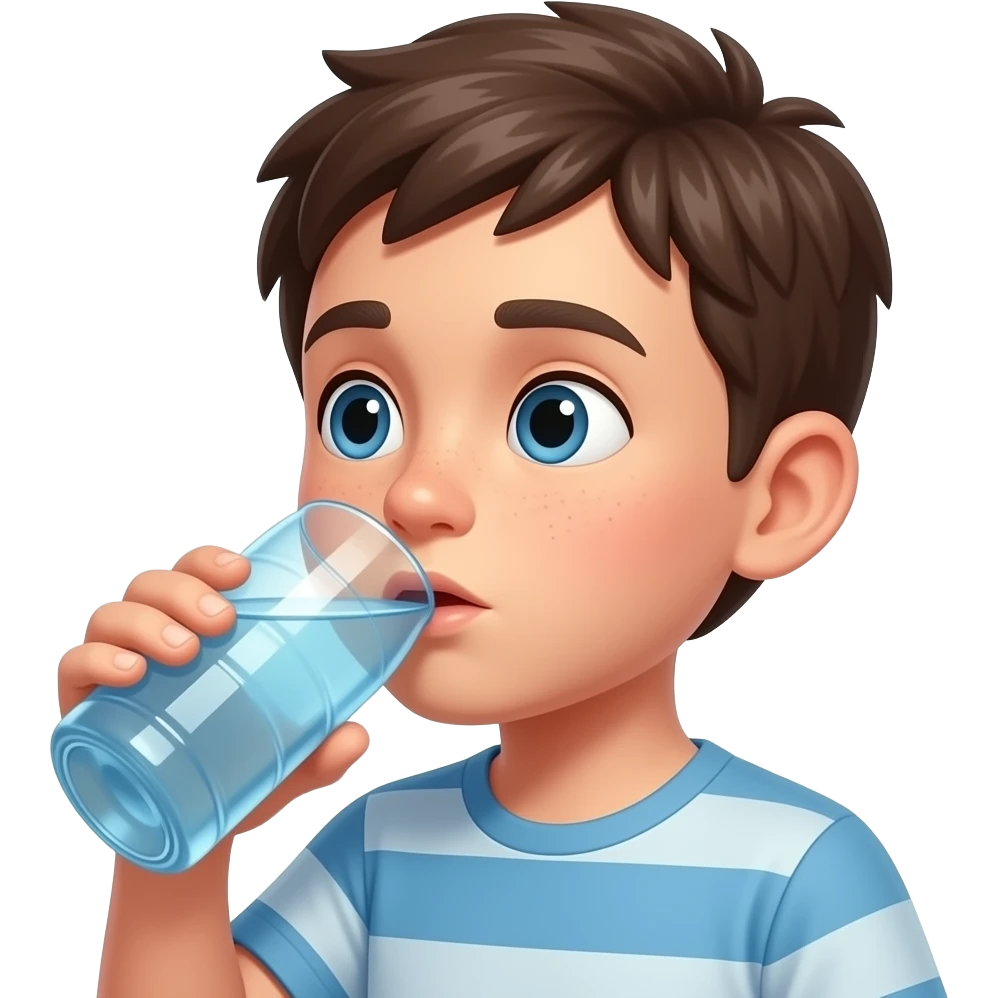 A boy gulping water emoji