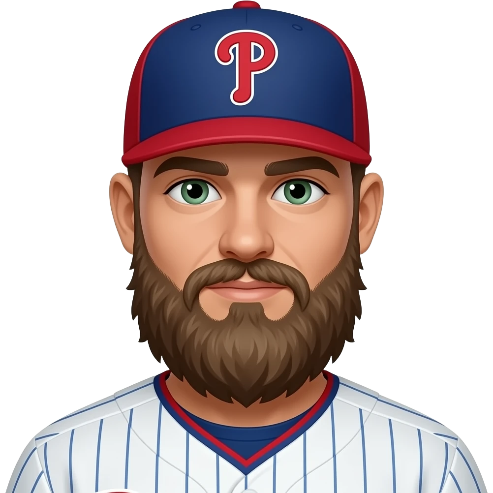 Brandon marsh Phillies long scruffy beard hair and long beard green eyes emoji