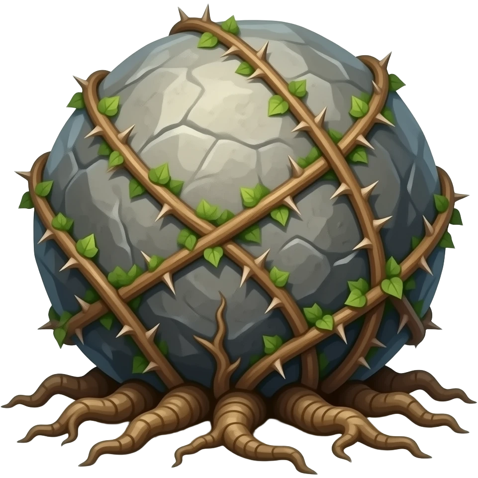 Terrabramble A walking boulder tangled in thorny vines. It traps prey by pinning them under its weight and slowly wrapping them in roots. emoji