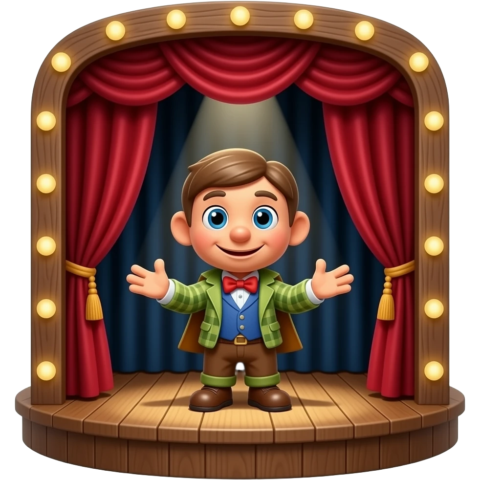 Kasperle puppet in small puppet theater emoji emoji