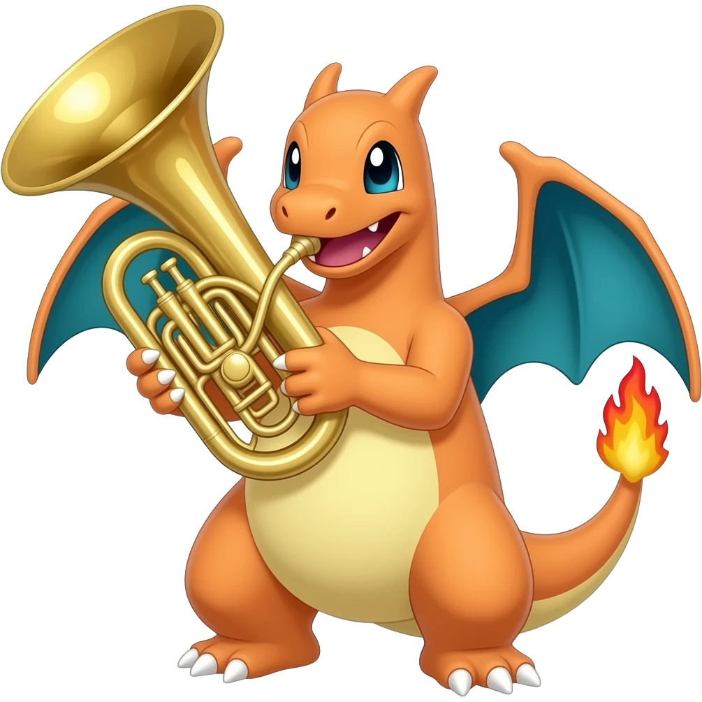 Charzard playing the tuba emoji