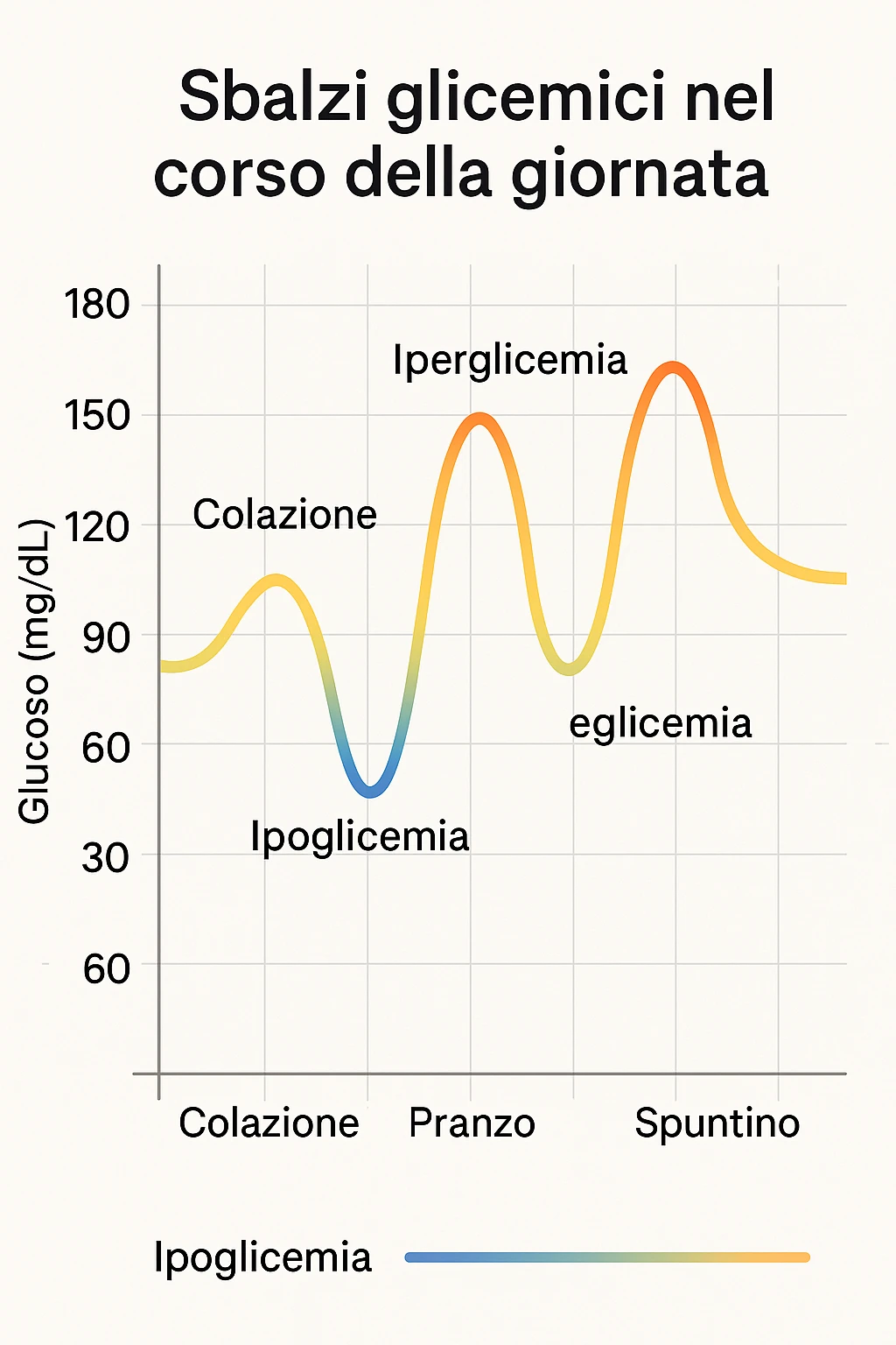 Sbalzi glicemici con grafico italiano emoji