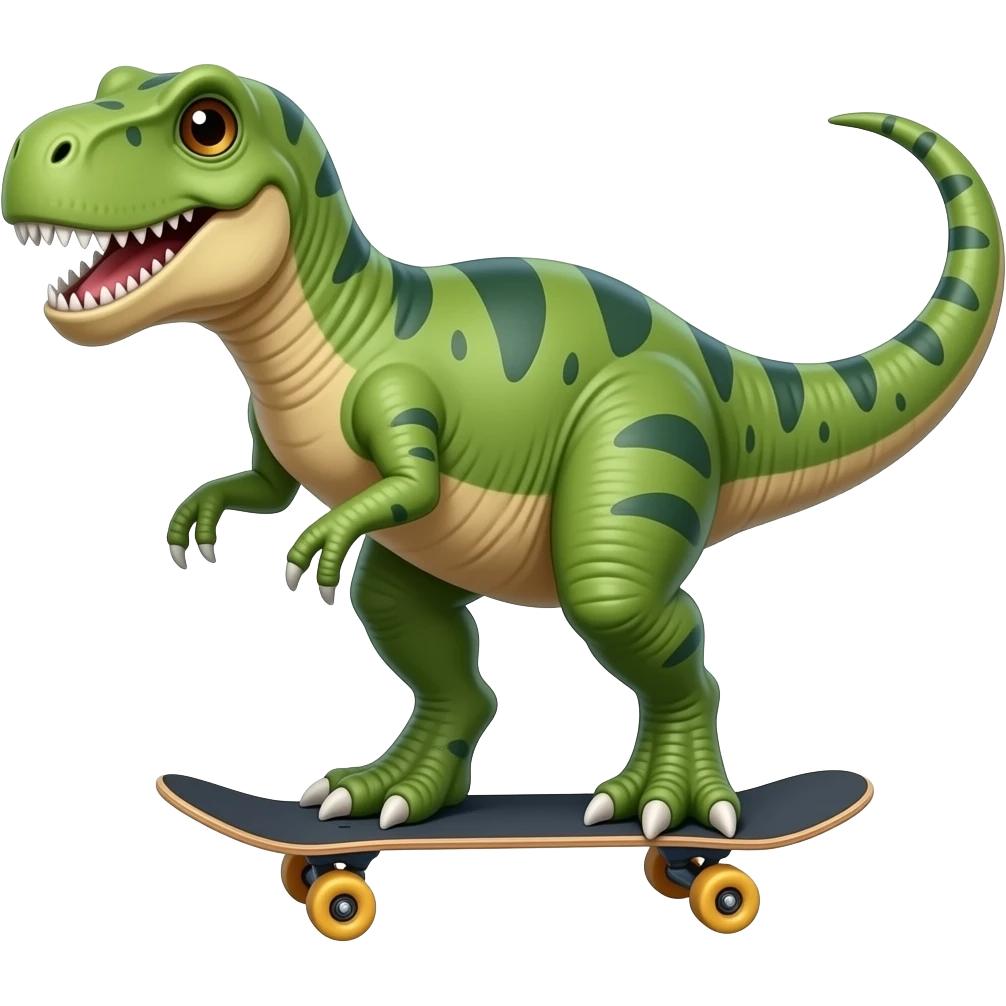 Dinosaur on a skateboard emoji