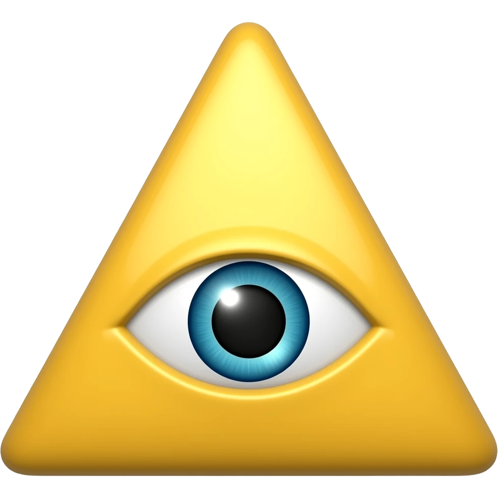 All seeing eye triangle yellow with one single big eye yellow emoji
