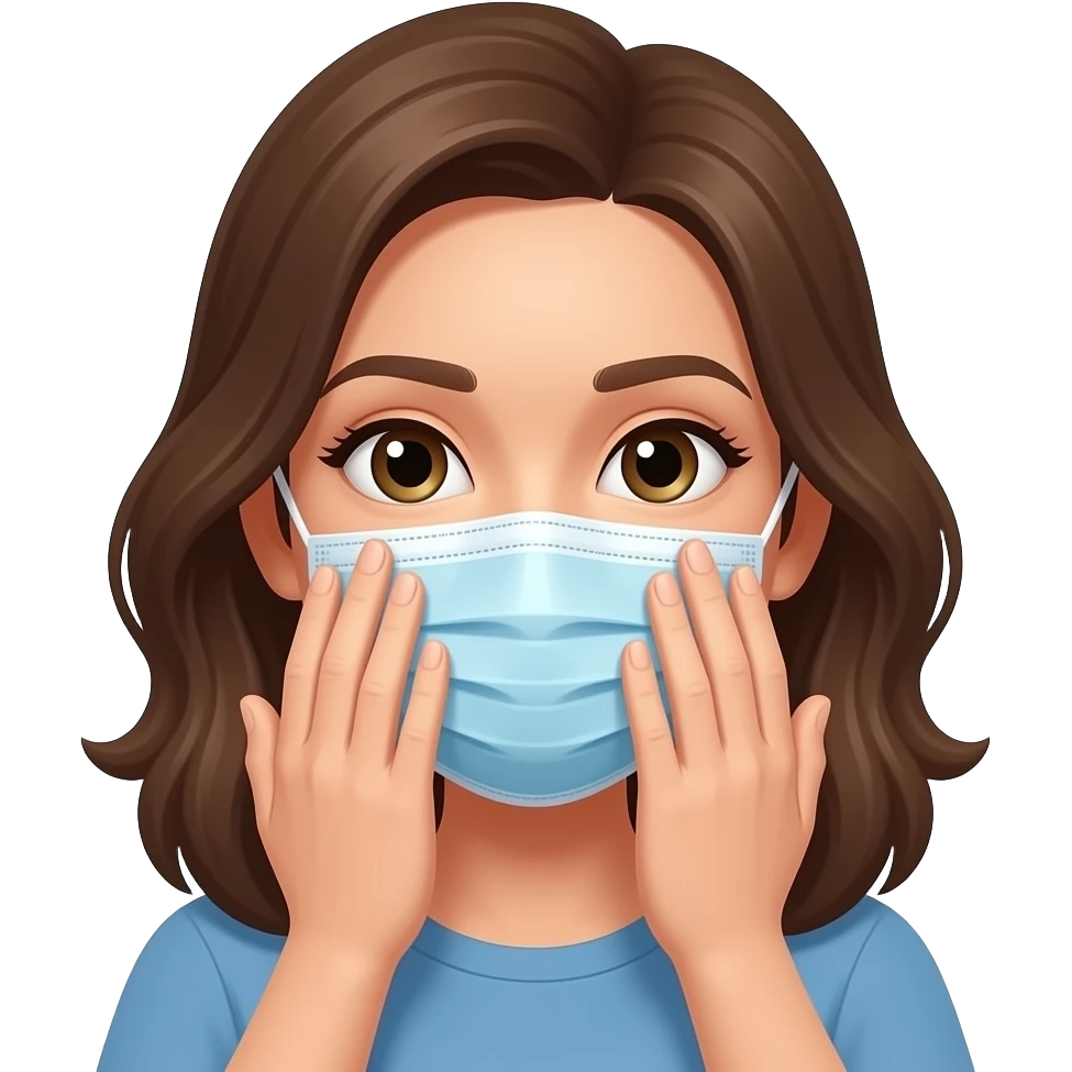 women covering her face with mask emoji