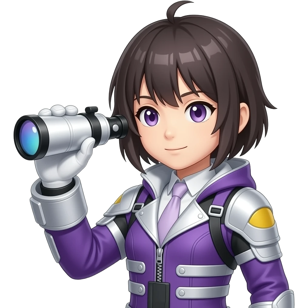 Make me a Danganronpa oc!(Utimate astromonor. Make her purple and sliver and splash art) emoji