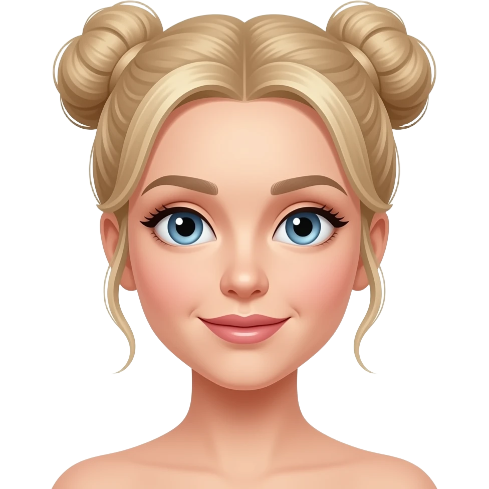 blonde woman with two hair buns emoji