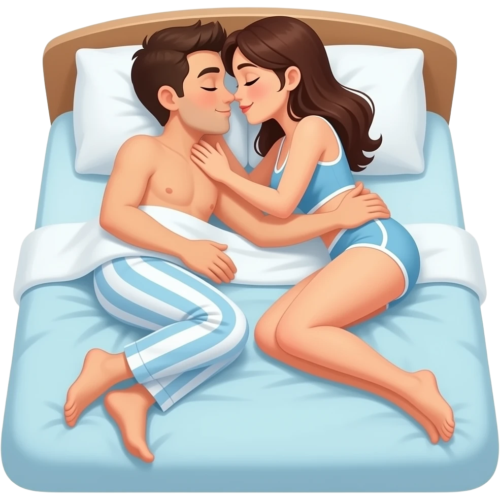 dos personas teniendo relaciones sexuales en una cama pero con la pose i que se vean las partes intimas emoji