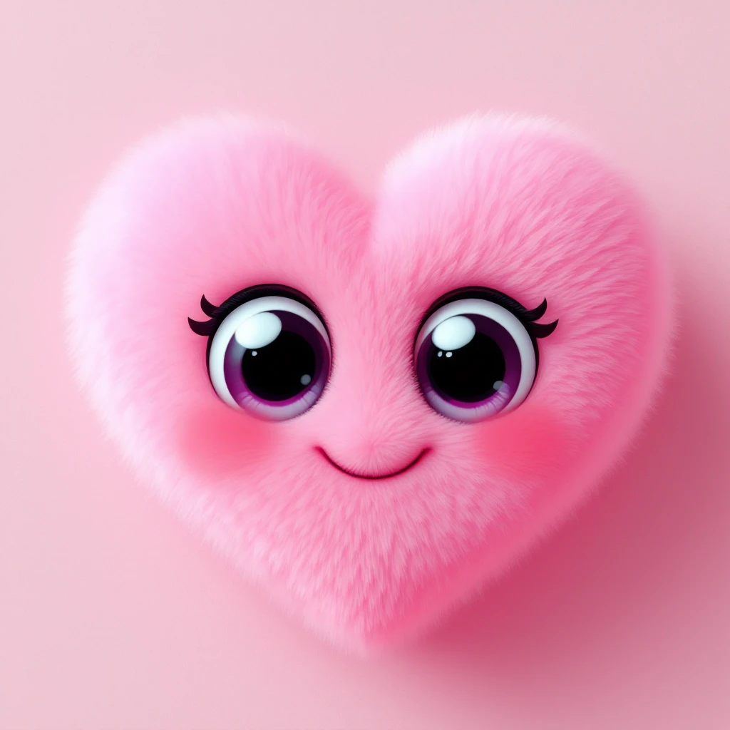 pink heart emoji with a cute face, extra cute, big eyes, blushing cheeks emoji