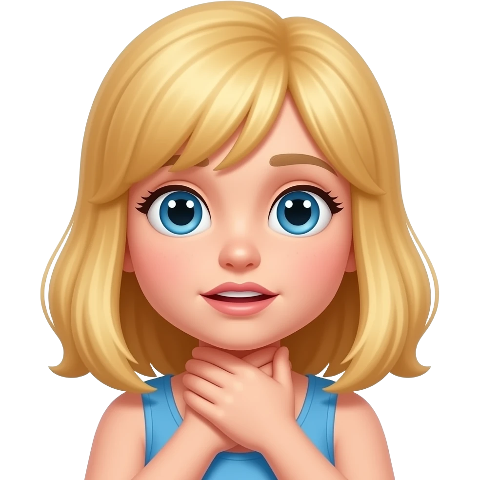 Blonde girl pretending to choke herslef emoji