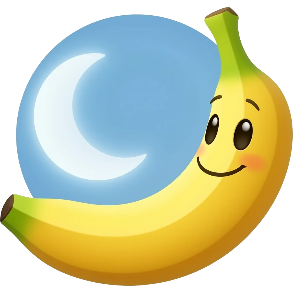 The emoji depicts a smiling banana The  moon, crescent moon The banana. emoji