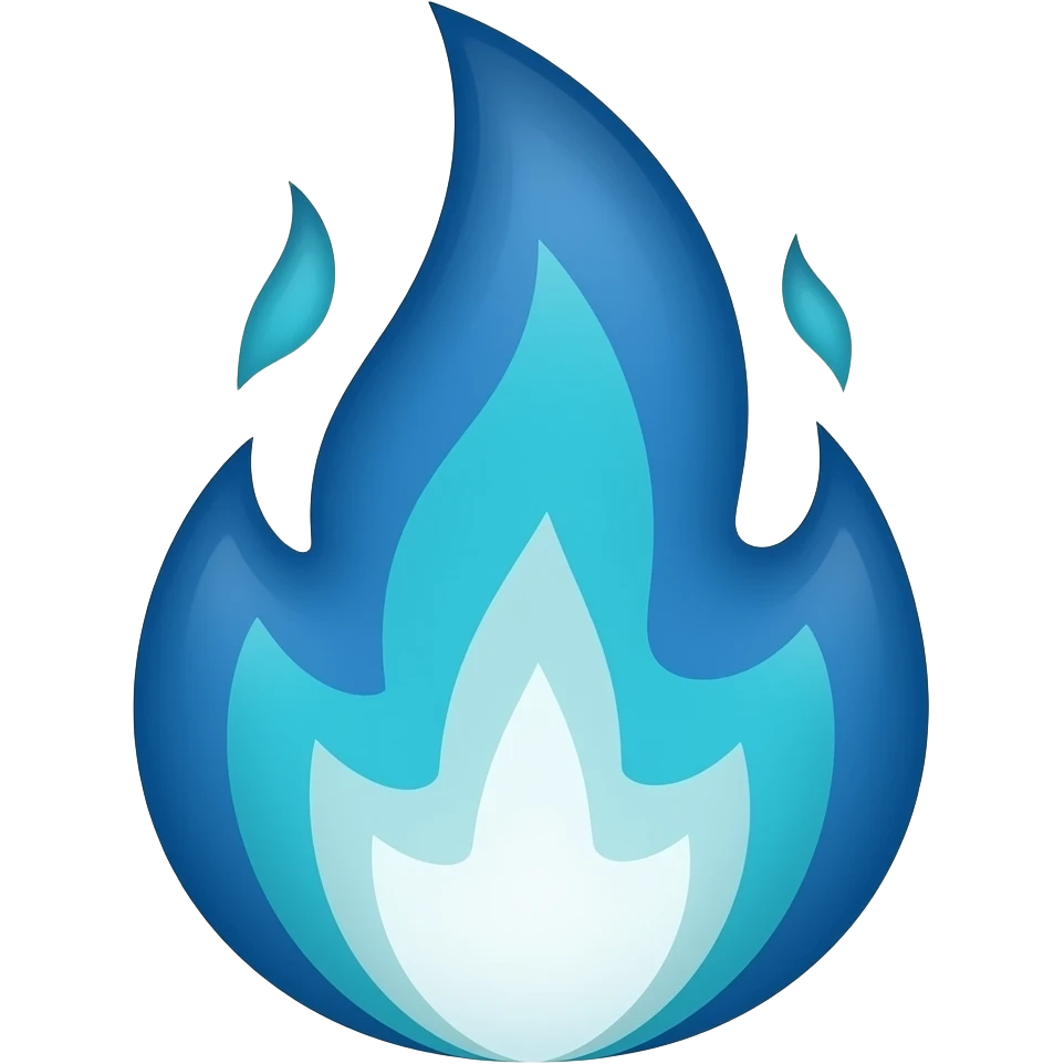 fire + colors include dark blue, sea turquoise, celestial white, coastal grey emoji