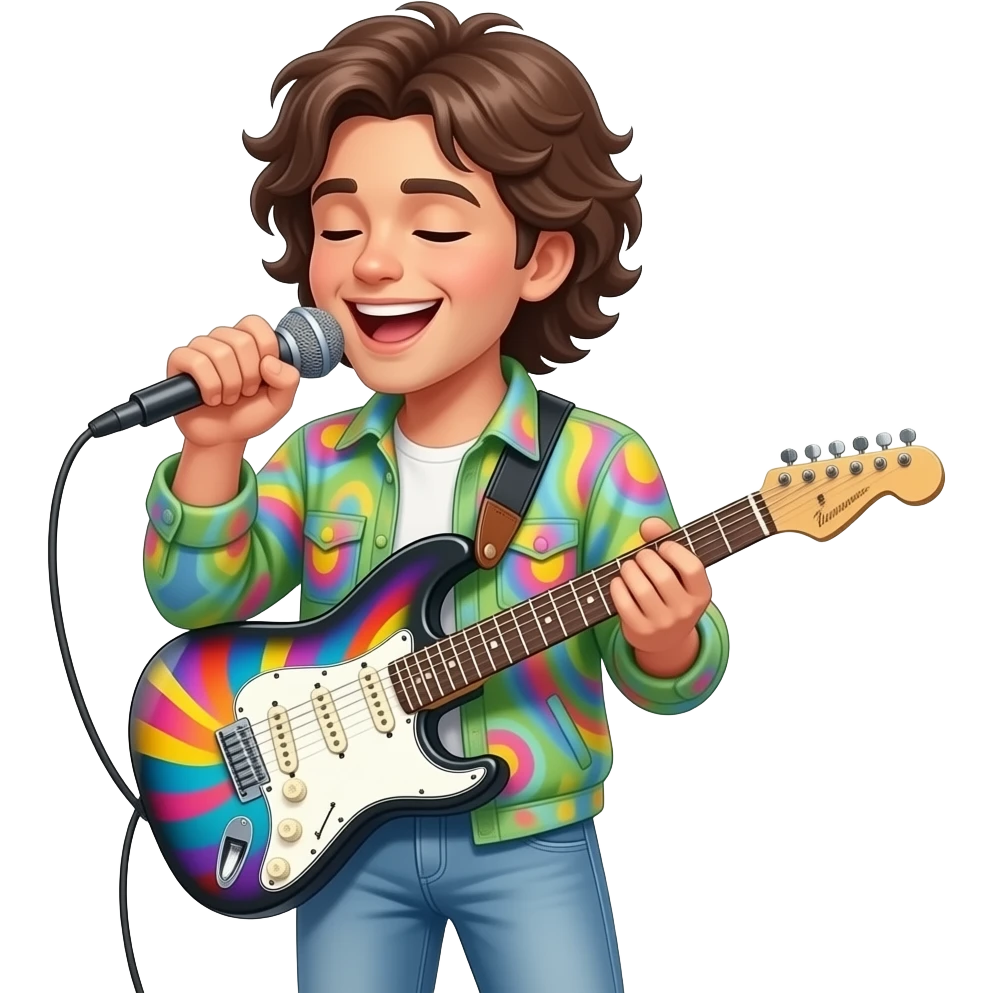 Cool, groovy guitar player sing emoji