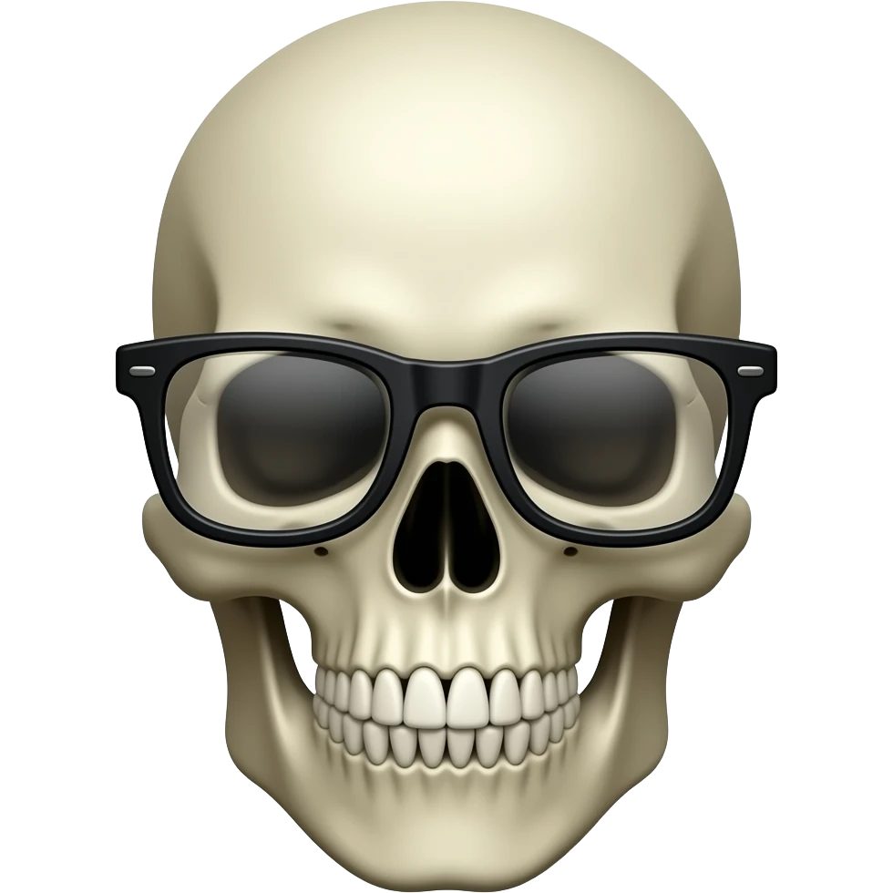 This emoji💀 with glasses like a nerd emoji