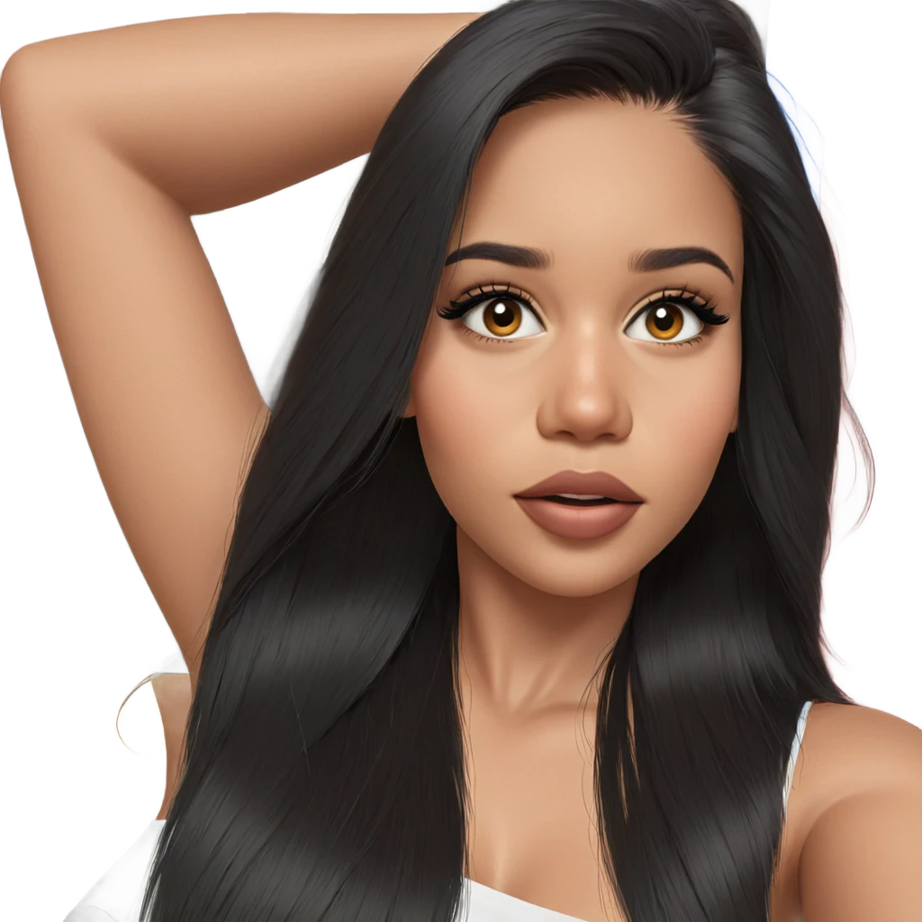 black haired girl portrait emoji