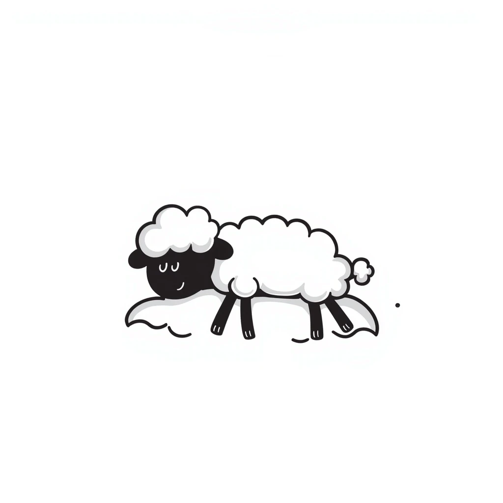 A fluffy sheep resting on a puffy white cloud in the sky emoji