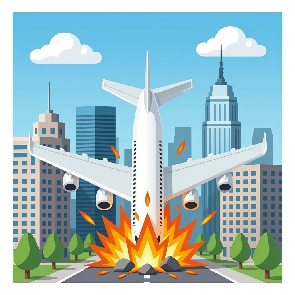 Plane crashing into a building emoji