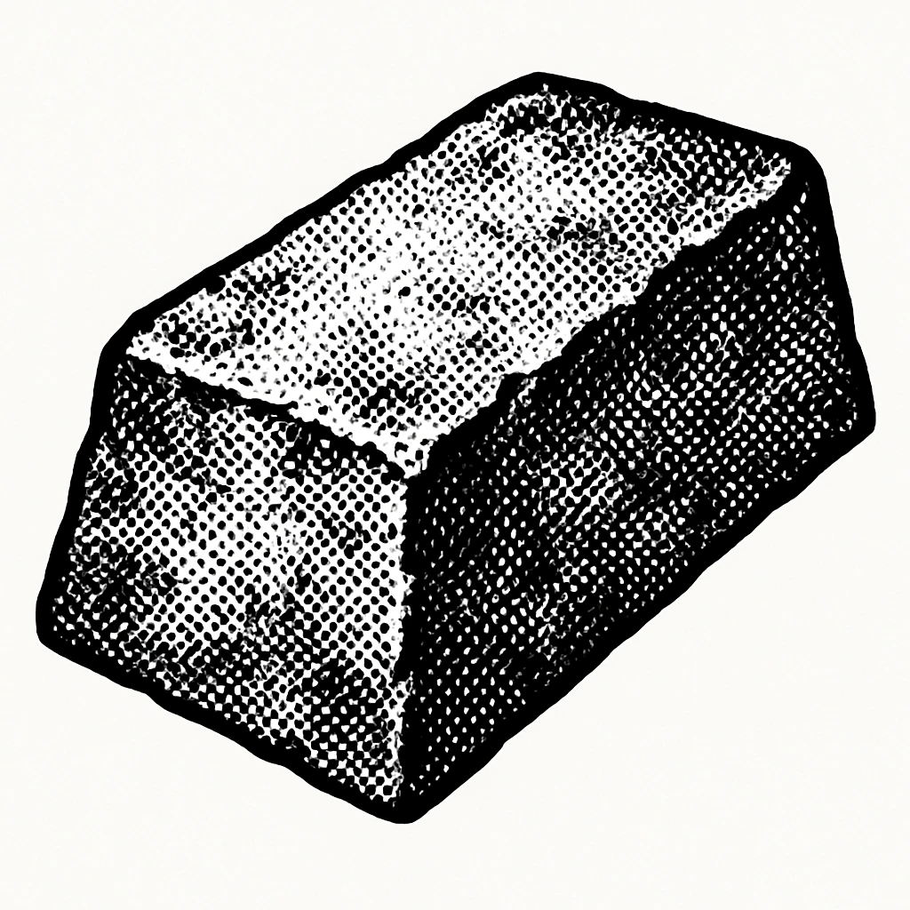 A rough copper ingot, industrial, metallic texture emoji