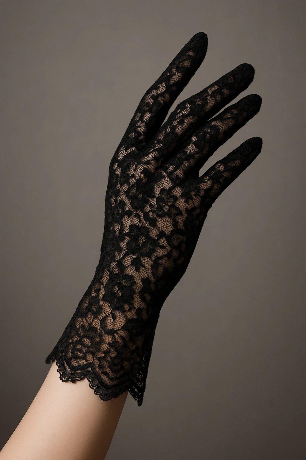 goth black lace glove, elegant emoji