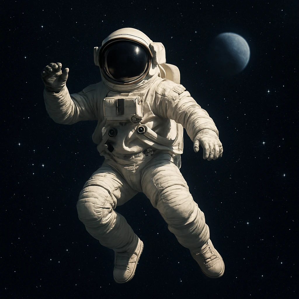 spacesuit, astronaut style, floating in space emoji