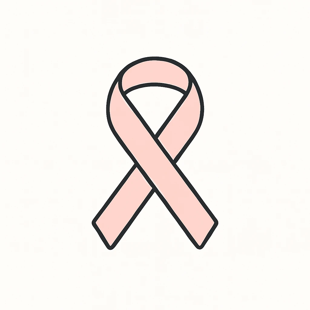 a pale pink ribbon, flat and straight emoji