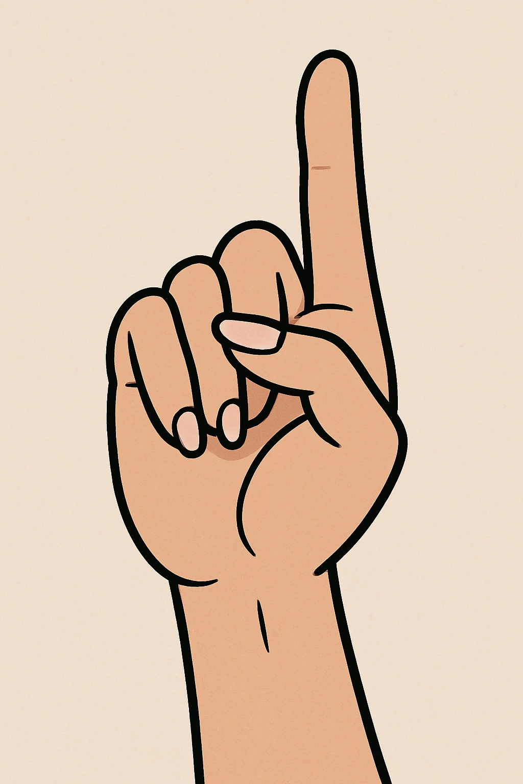 cartoon style lady's index finger pointing up, feminine hand, neutral skin tone, minimal background emoji