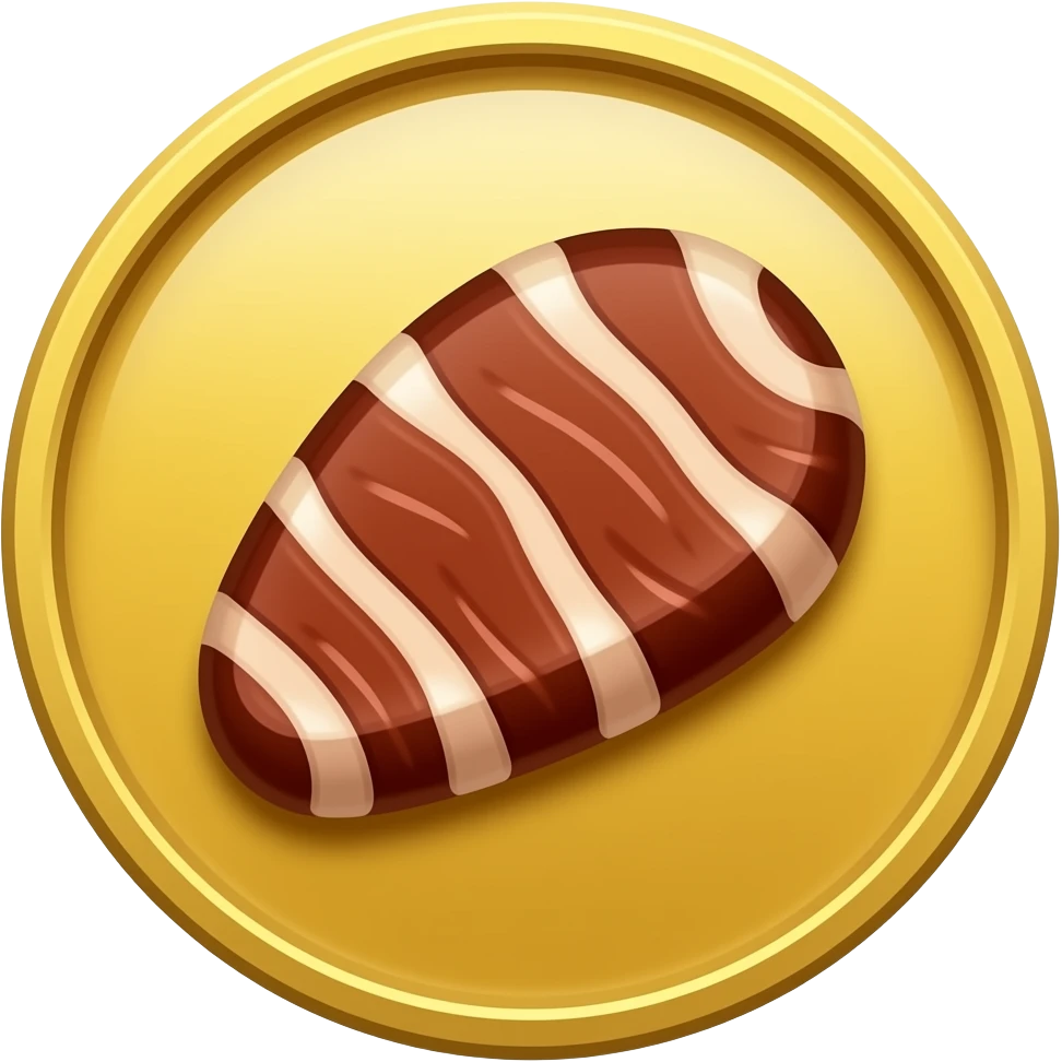 shiny coin with bbq meat on it emoji