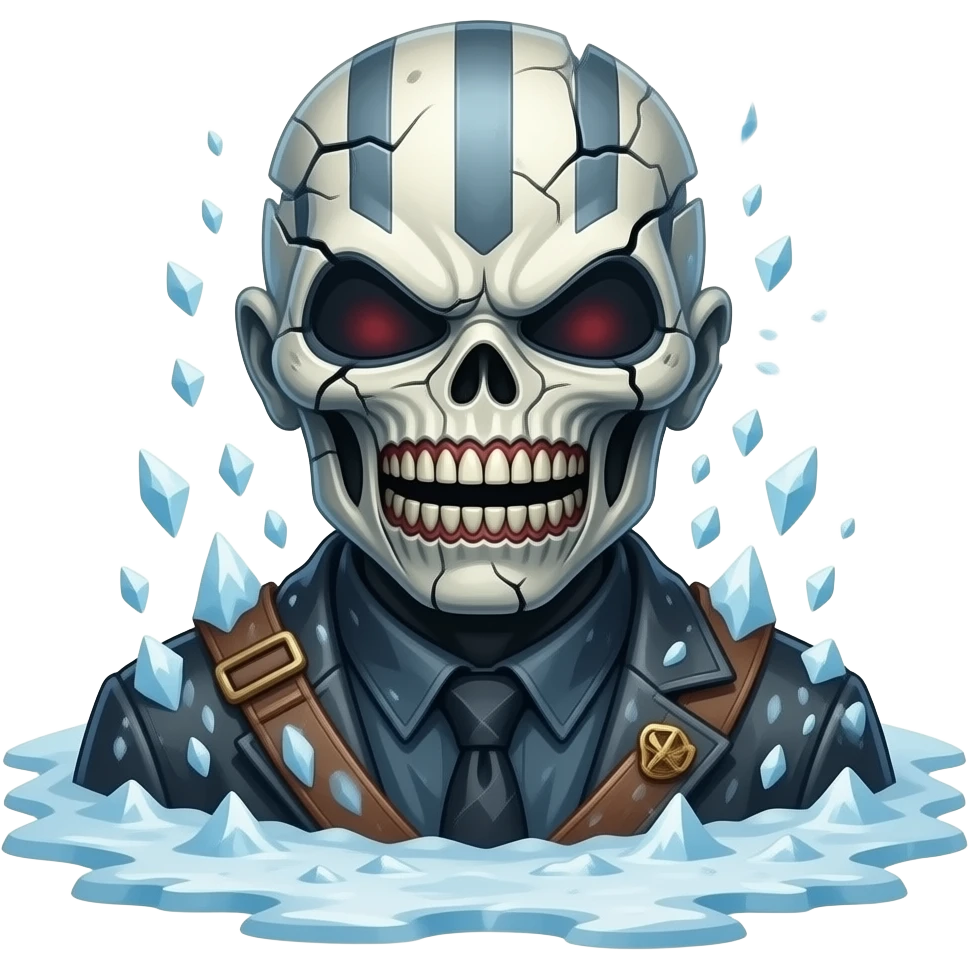 iron maiden eddie mascot - disintegrated body over a frozen landscape emoji