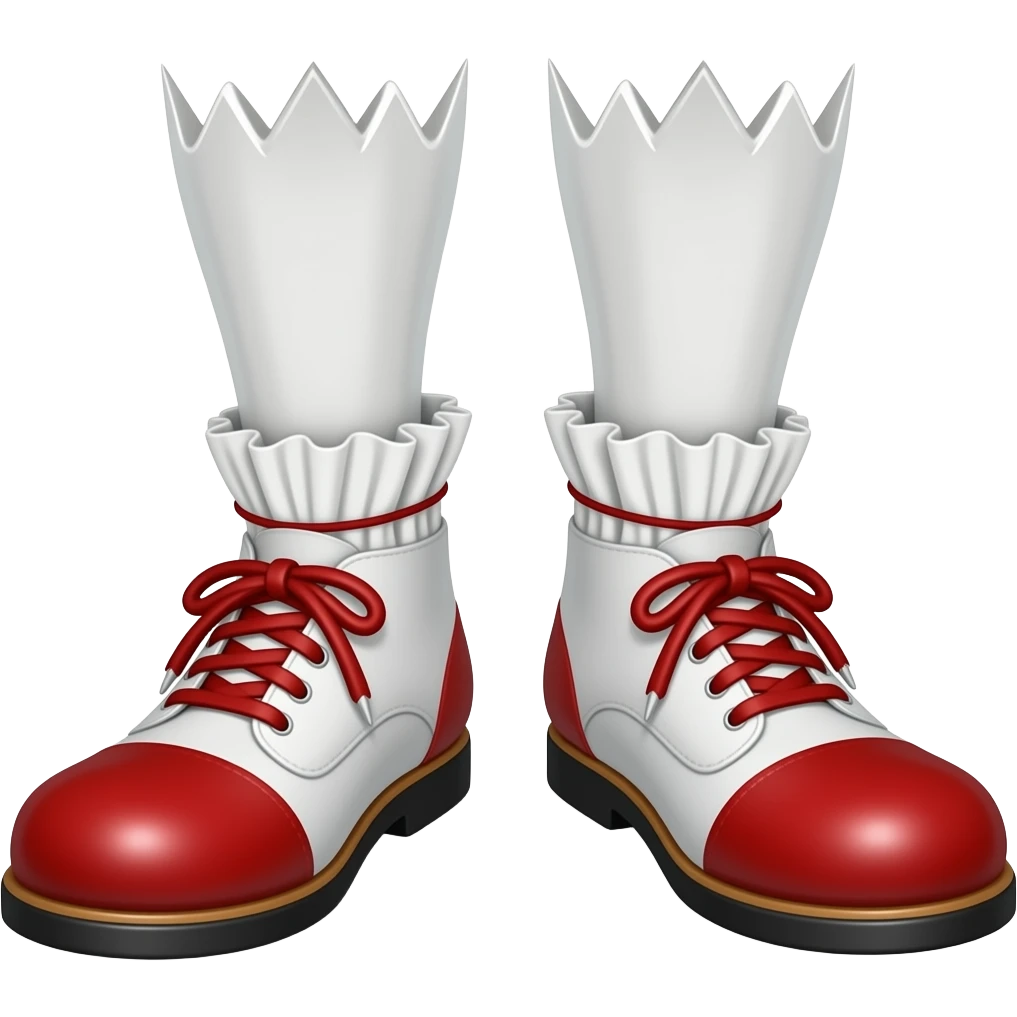 White feet with red toenails ripping of clown shoes emoji