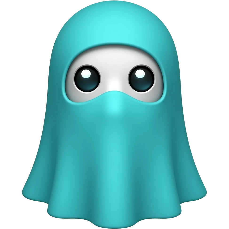 Ghost Robot head in cyan balaklava emoji