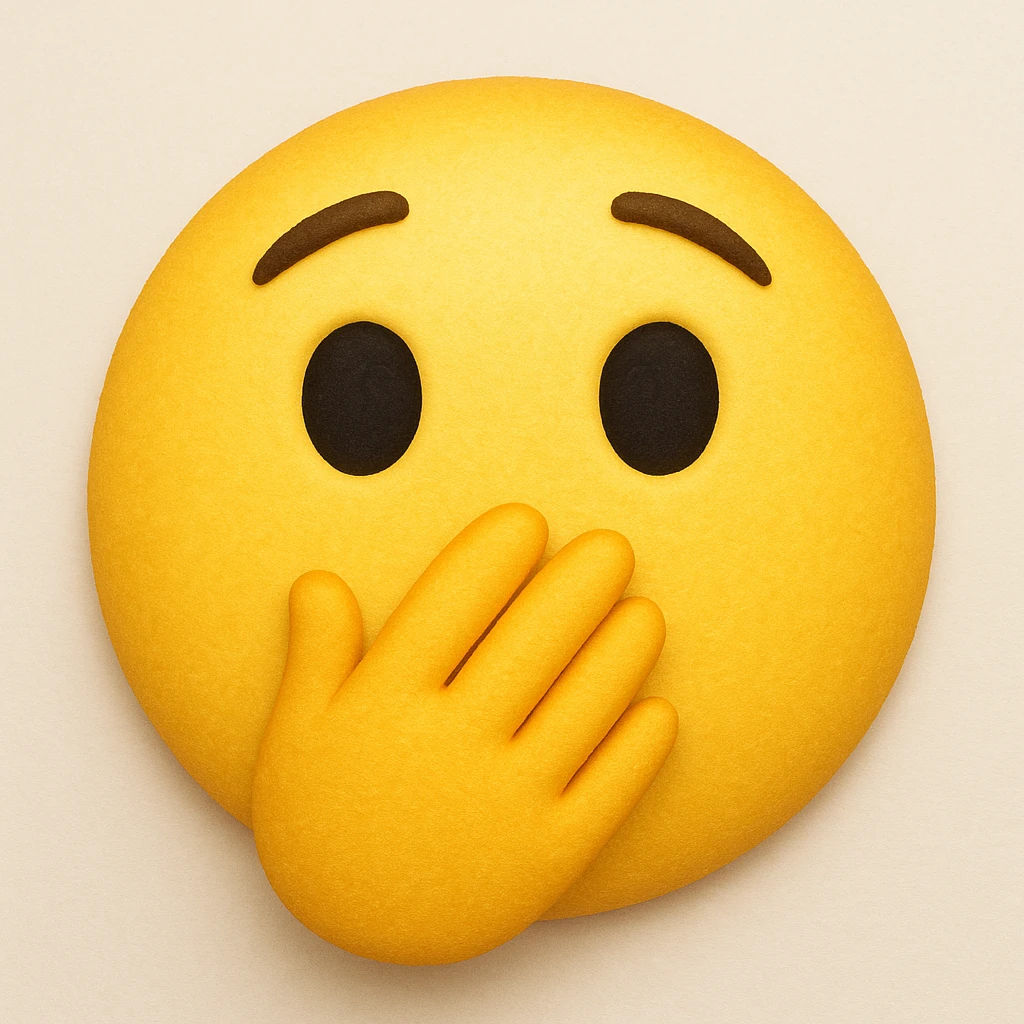 yellow face with hand over mouth emoji