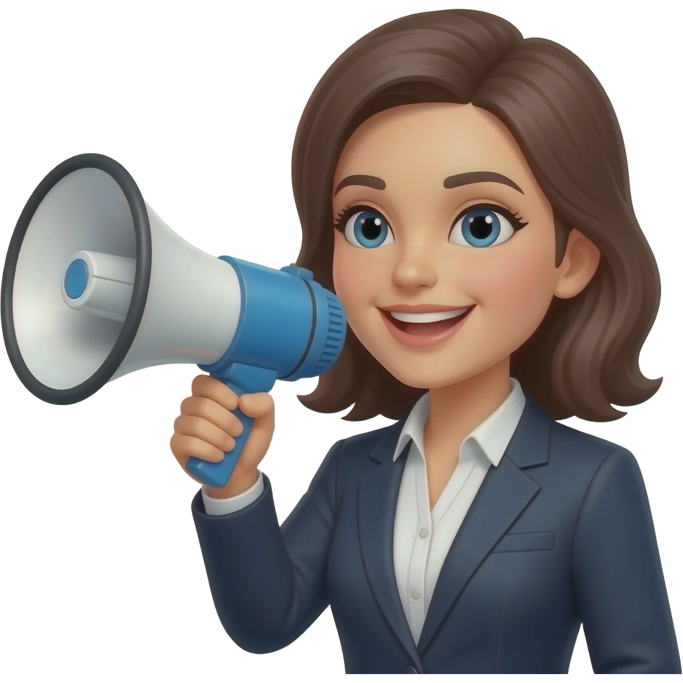 mujer periodista con megáfono emoji